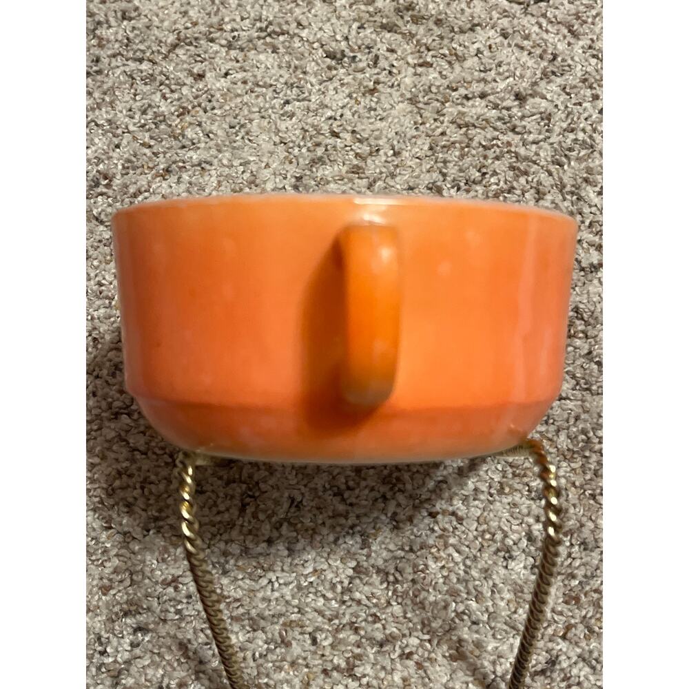 Anchor Hocking Stackable Soup Bowl Mug  Peach / Orange Milk Glass Vintage MCM - Picture 7 of 9